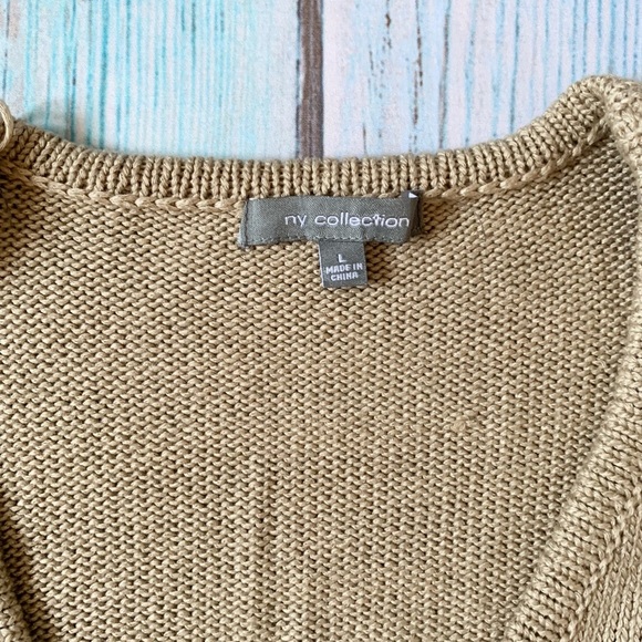 NY Collection Cream Cardigan Sweater V-Neck - Picture 6 of 9